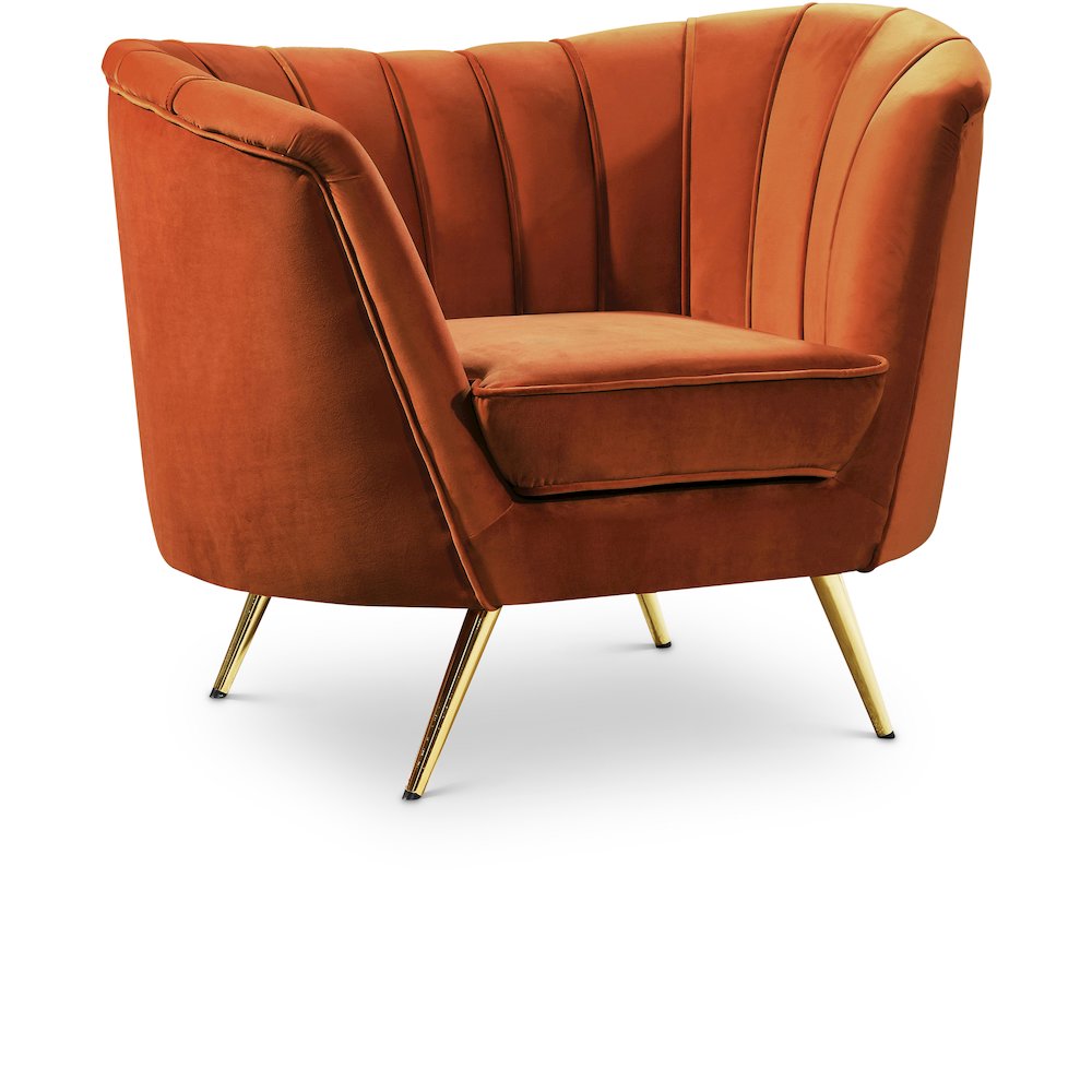 Margo Cognac Velvet Chair. Picture 1