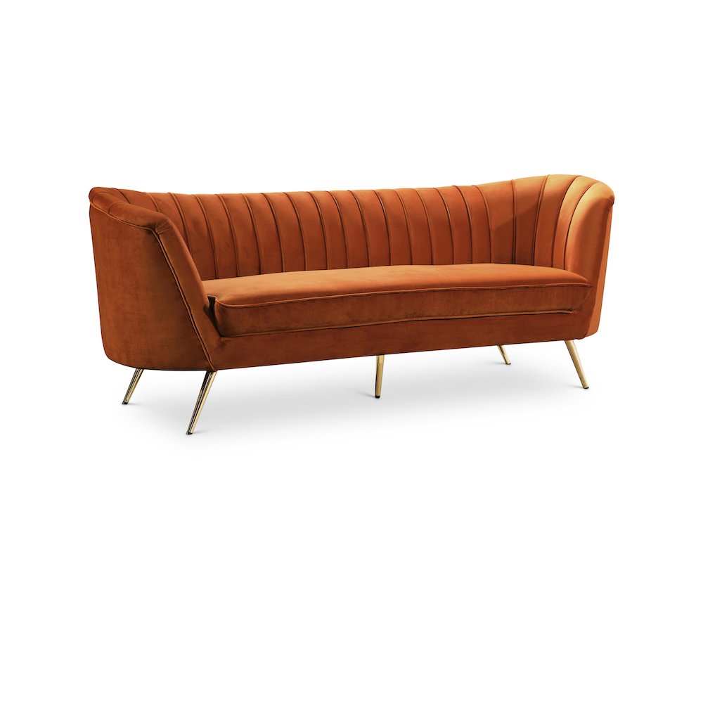 Margo Cognac Velvet Sofa. Picture 1