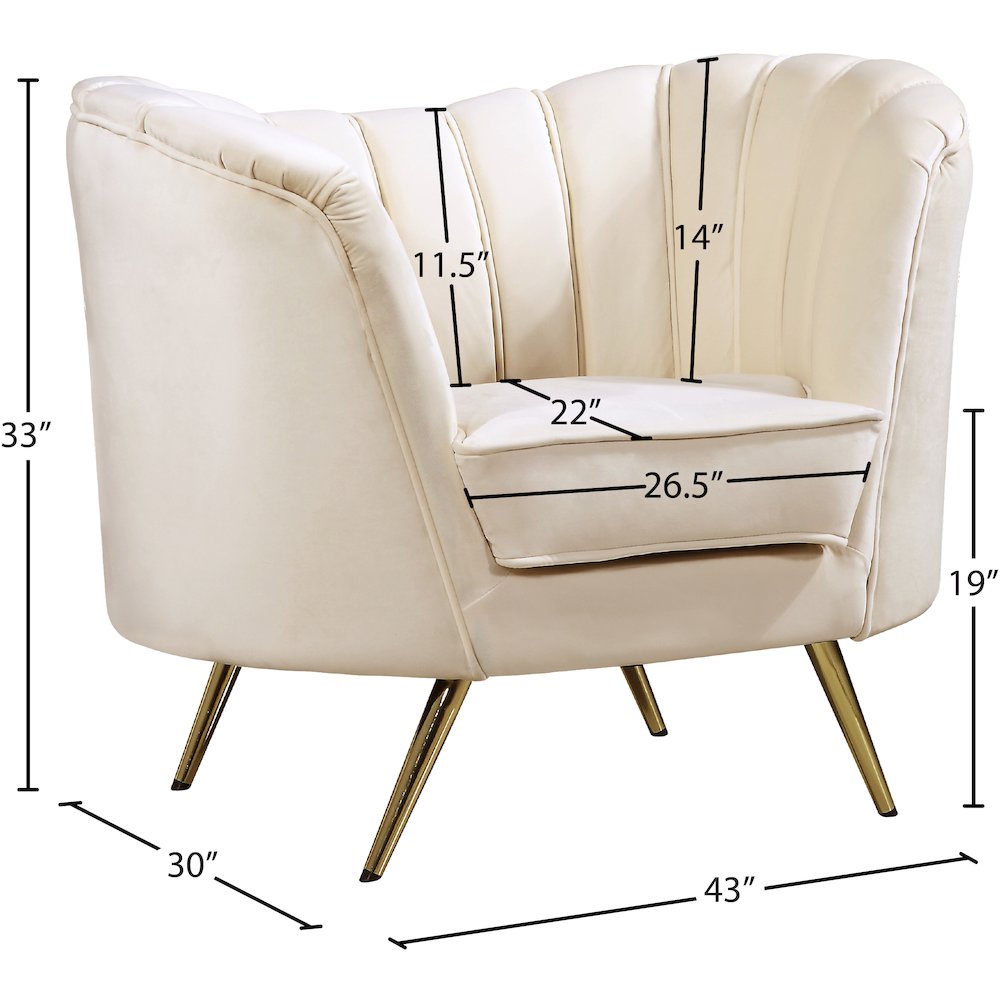 Margo Cream Velvet Chair. Picture 5