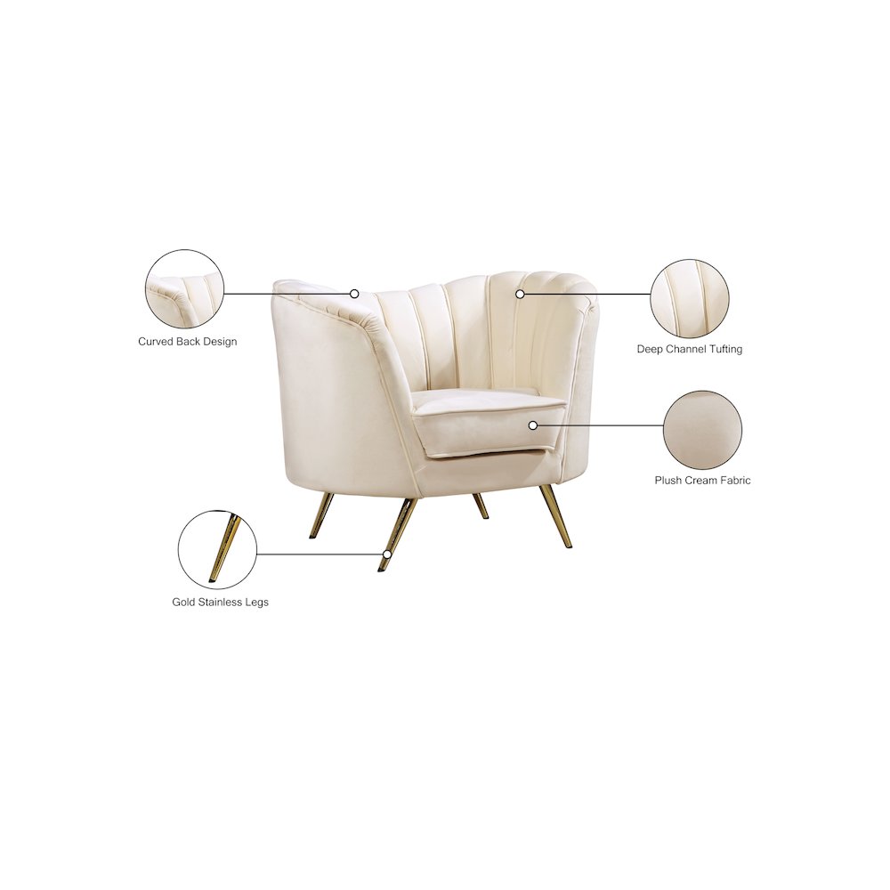 Margo Cream Velvet Chair. Picture 6