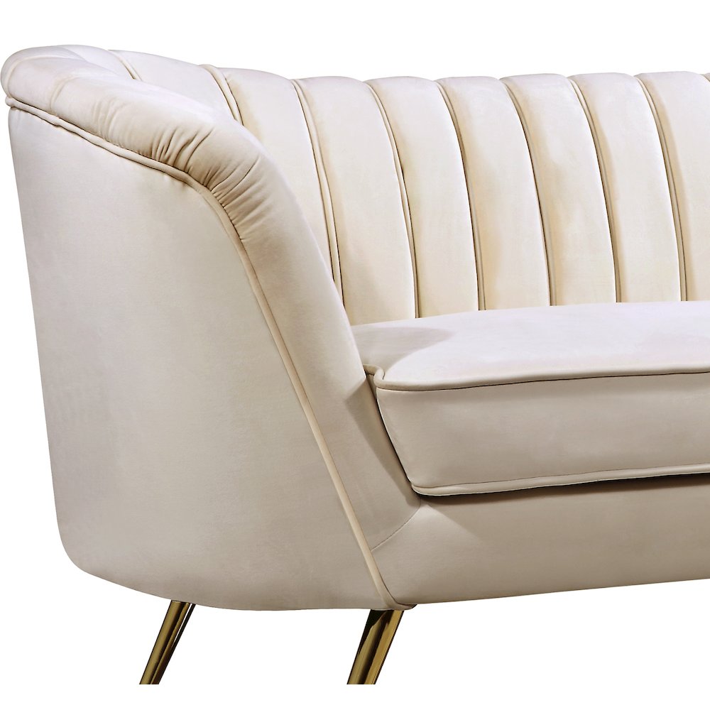 Margo Cream Velvet Loveseat. Picture 2