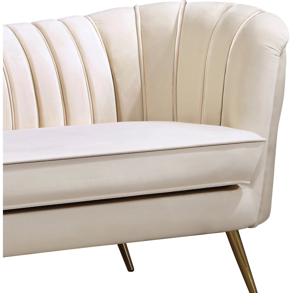Margo Cream Velvet Loveseat. Picture 3