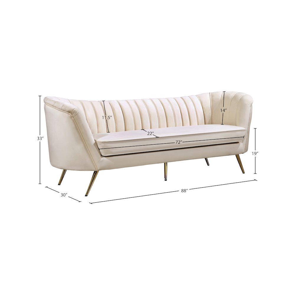 Margo Cream Velvet Sofa. Picture 6
