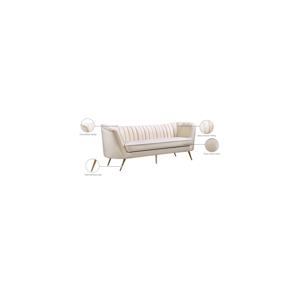 Margo Cream Velvet Sofa. Picture 7