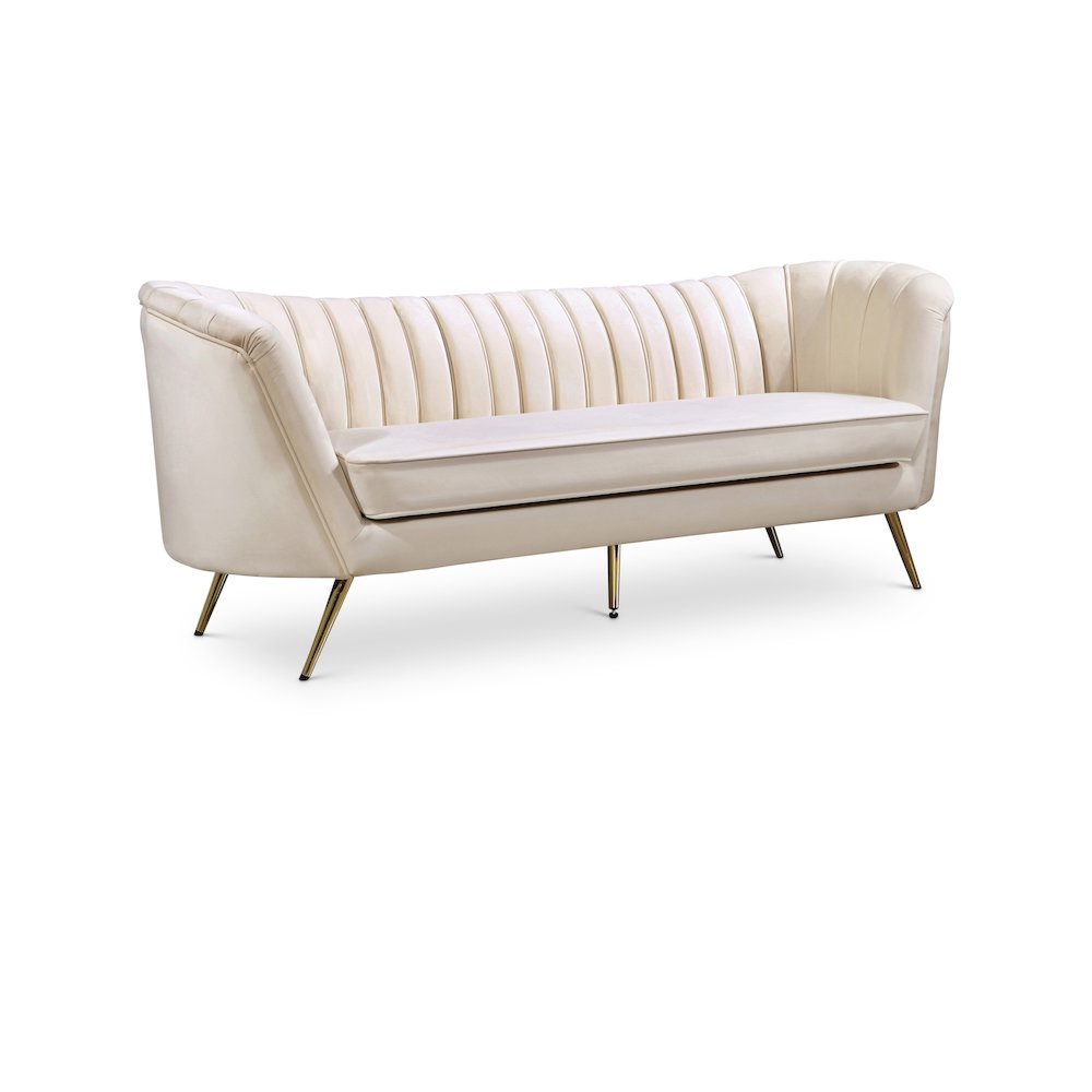 Margo Cream Velvet Sofa. Picture 1