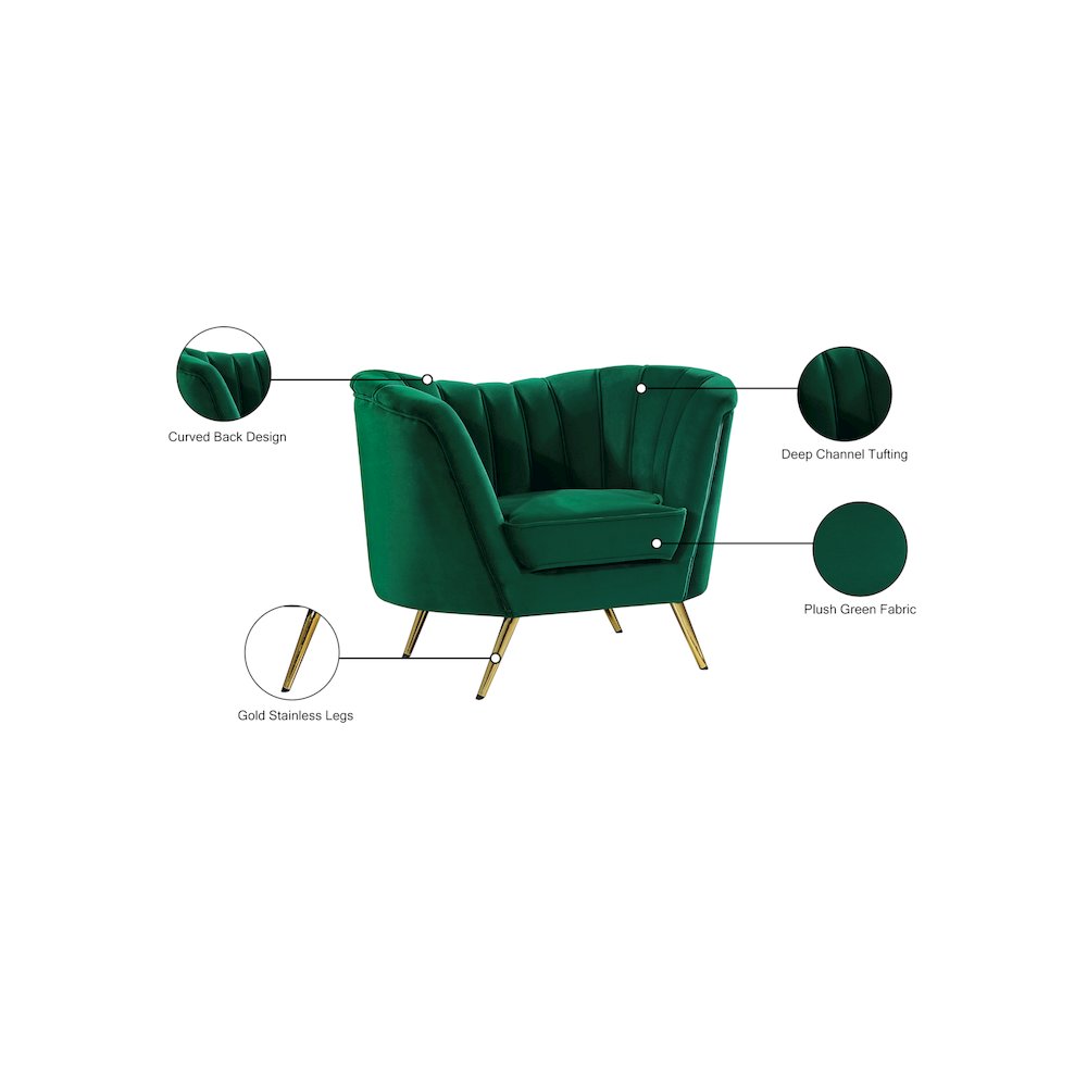 Margo Green Velvet Chair. Picture 6