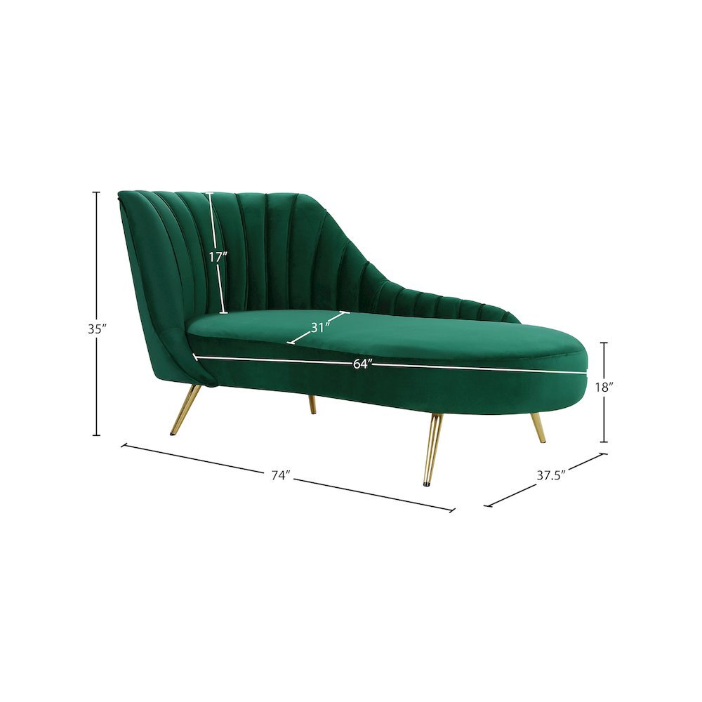 Margo Green Velvet Chaise. Picture 3
