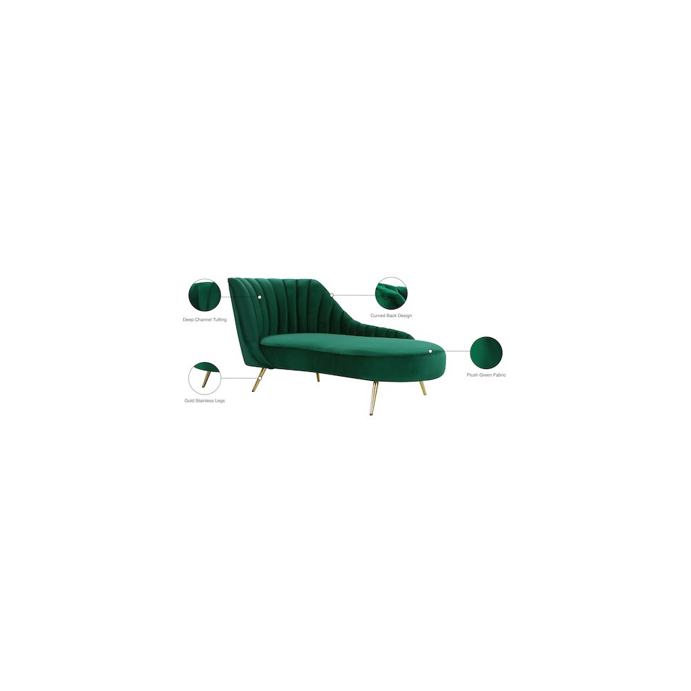 Margo Green Velvet Chaise. Picture 4