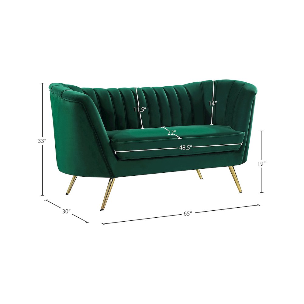 Margo Green Velvet Loveseat. Picture 5