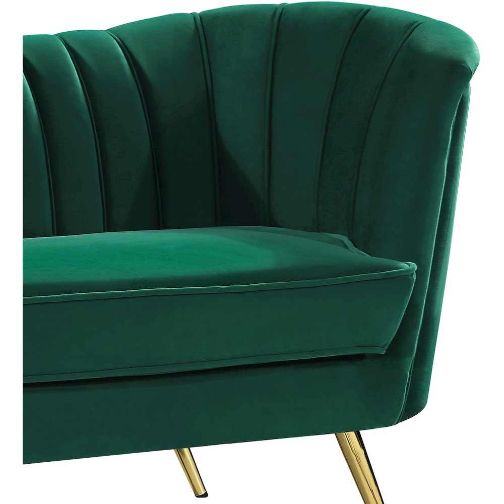 Margo Green Velvet Loveseat. Picture 3