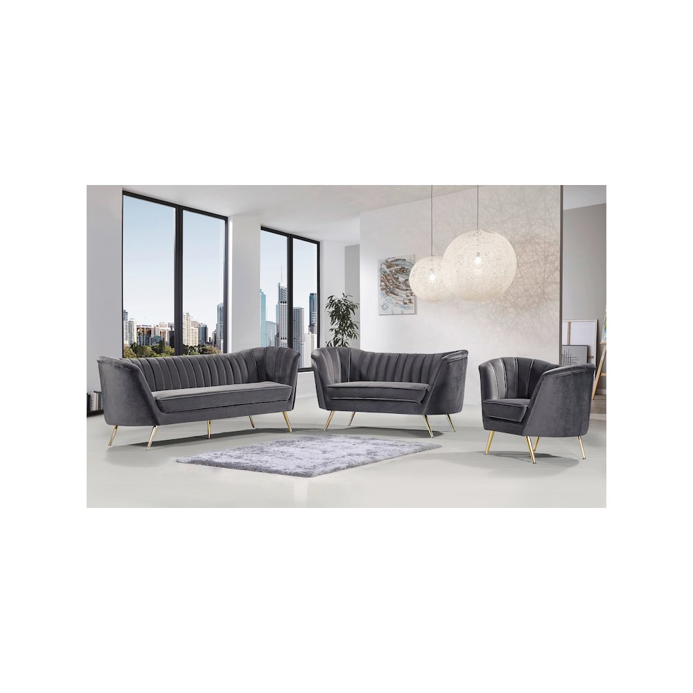 Margo Grey Velvet Sofa. Picture 5