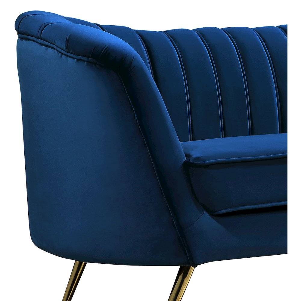 Margo Navy Velvet Loveseat. Picture 2