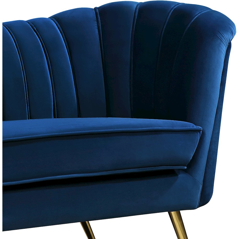 Margo Navy Velvet Loveseat. Picture 3