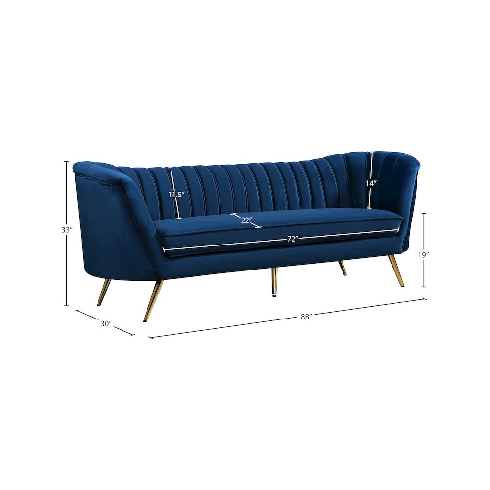 Margo Navy Velvet Sofa. Picture 6