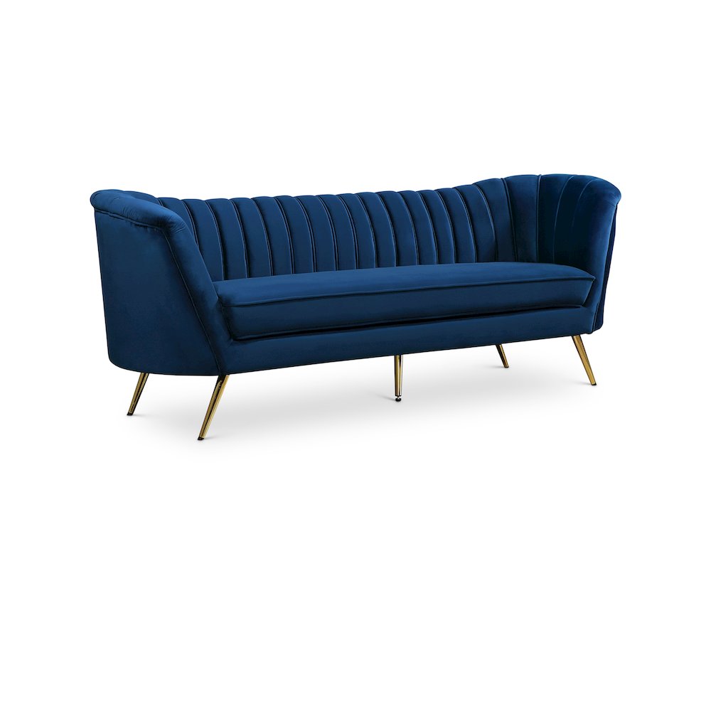 Margo Navy Velvet Sofa. Picture 1