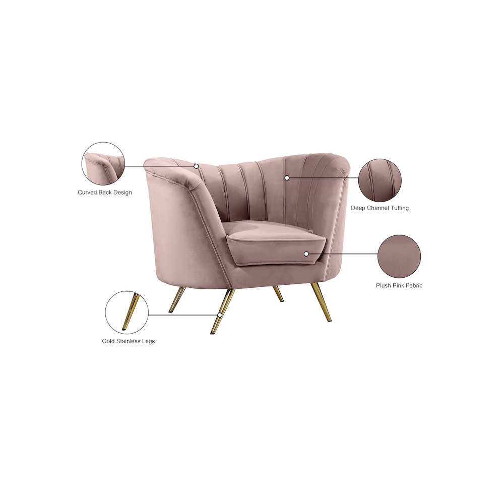 Margo Pink Velvet Chair. Picture 6