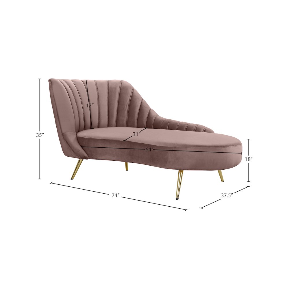 Margo Pink Velvet Chaise. Picture 3