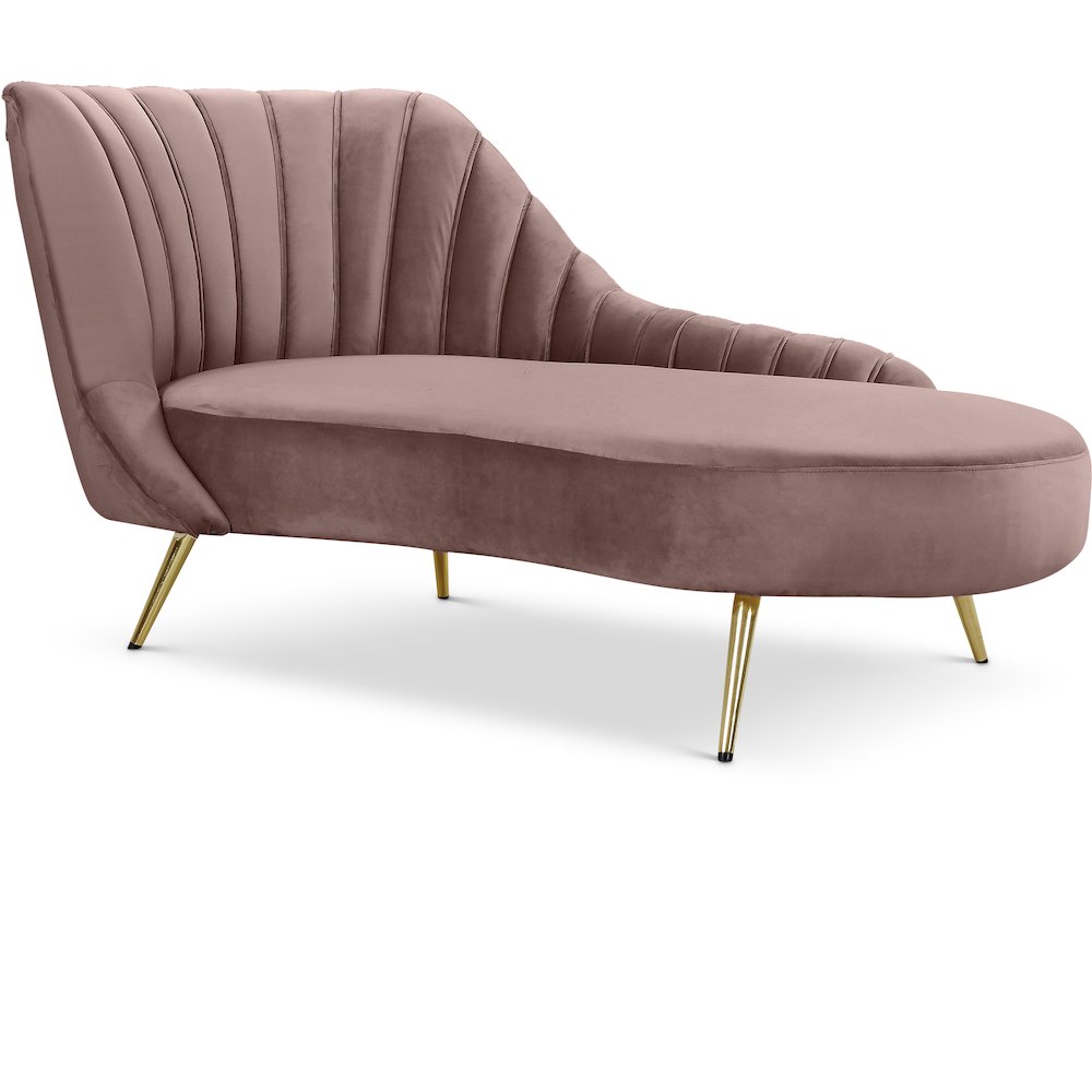Margo Pink Velvet Chaise. Picture 1