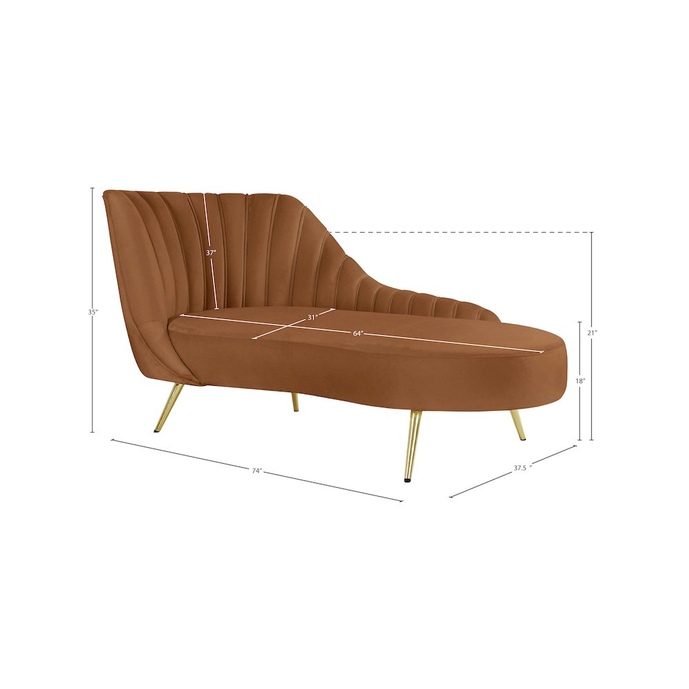Margo Saddle Velvet Chaise. Picture 3