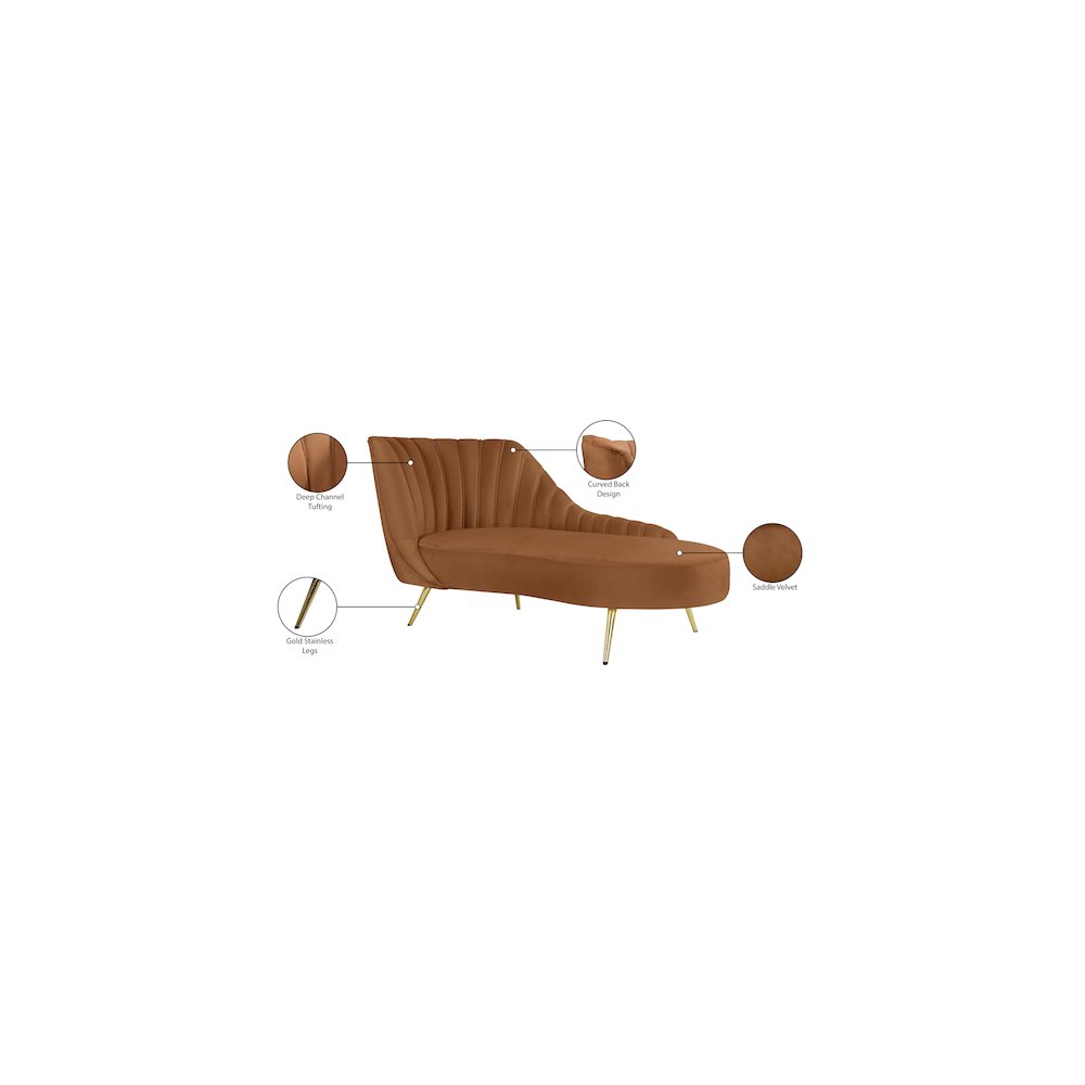 Margo Saddle Velvet Chaise. Picture 4