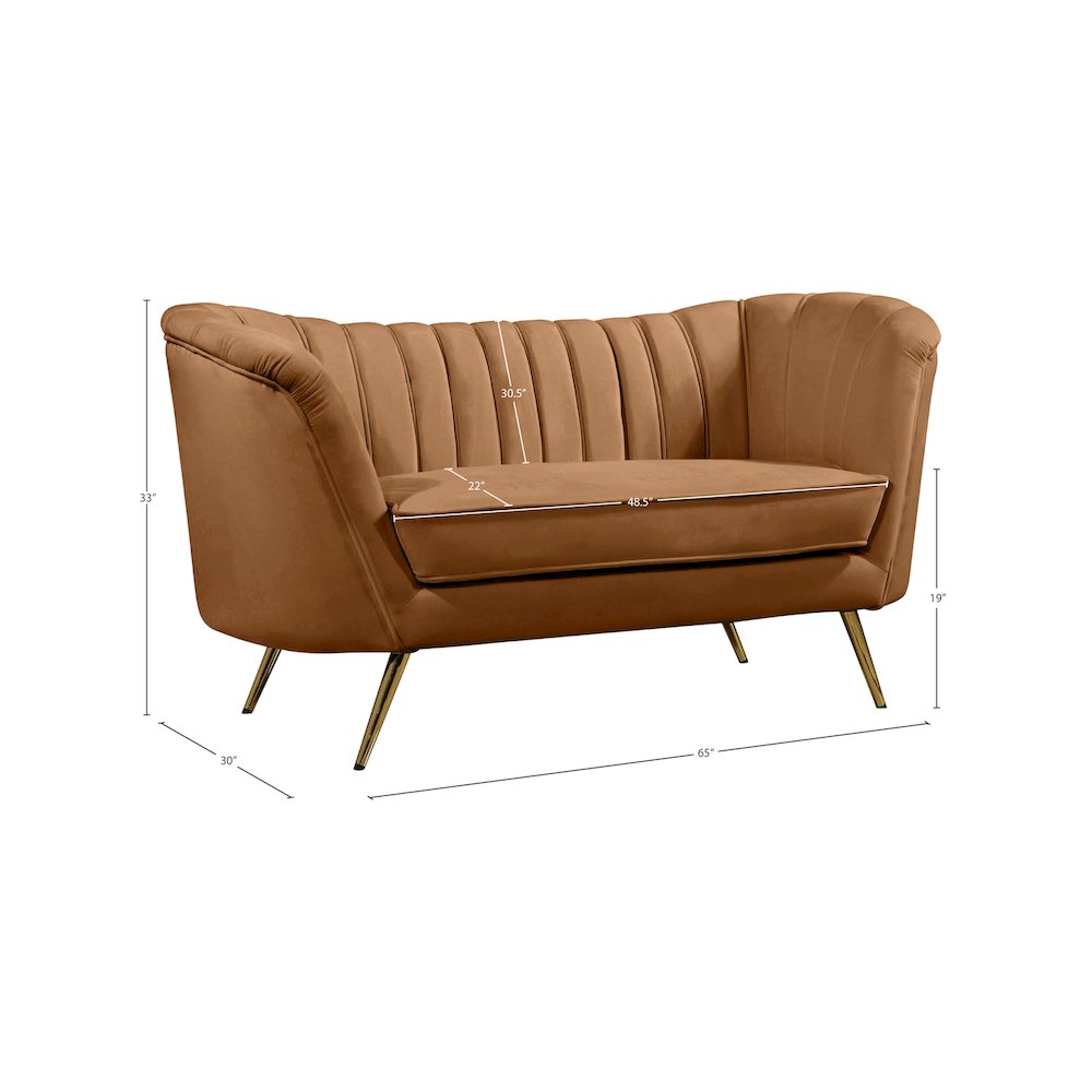 Margo Saddle Velvet Loveseat. Picture 6