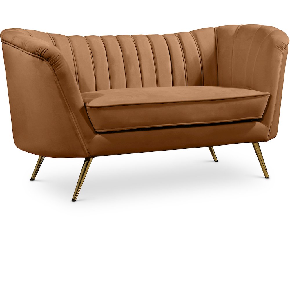 Margo Saddle Velvet Loveseat. Picture 1