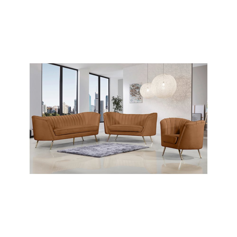 Margo Saddle Velvet Loveseat. Picture 5