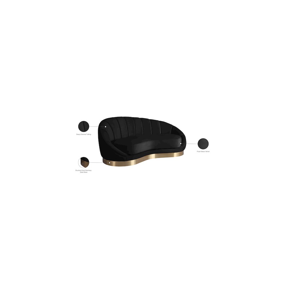Shelly Black Velvet Chaise. Picture 8