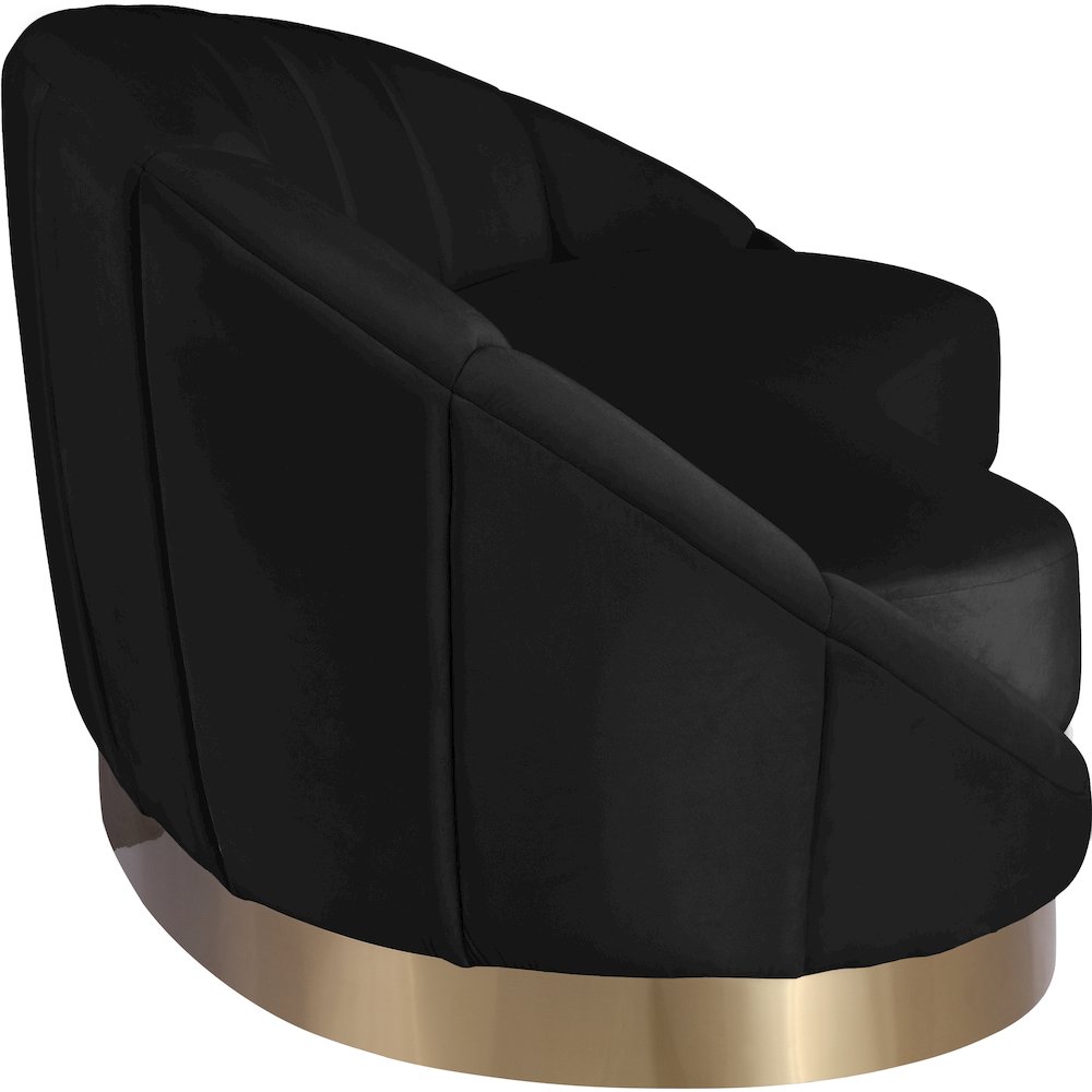Shelly Black Velvet Chaise. Picture 3