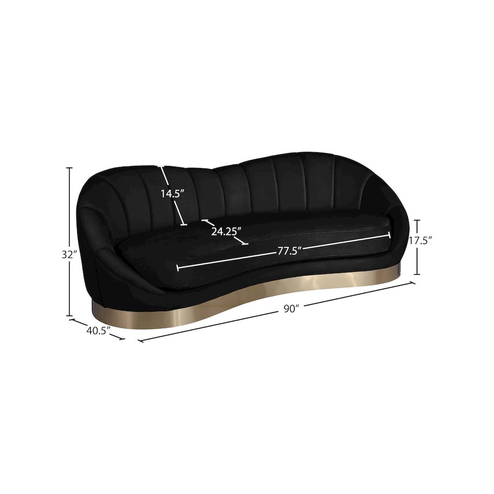 Shelly Black Velvet Sofa. Picture 7