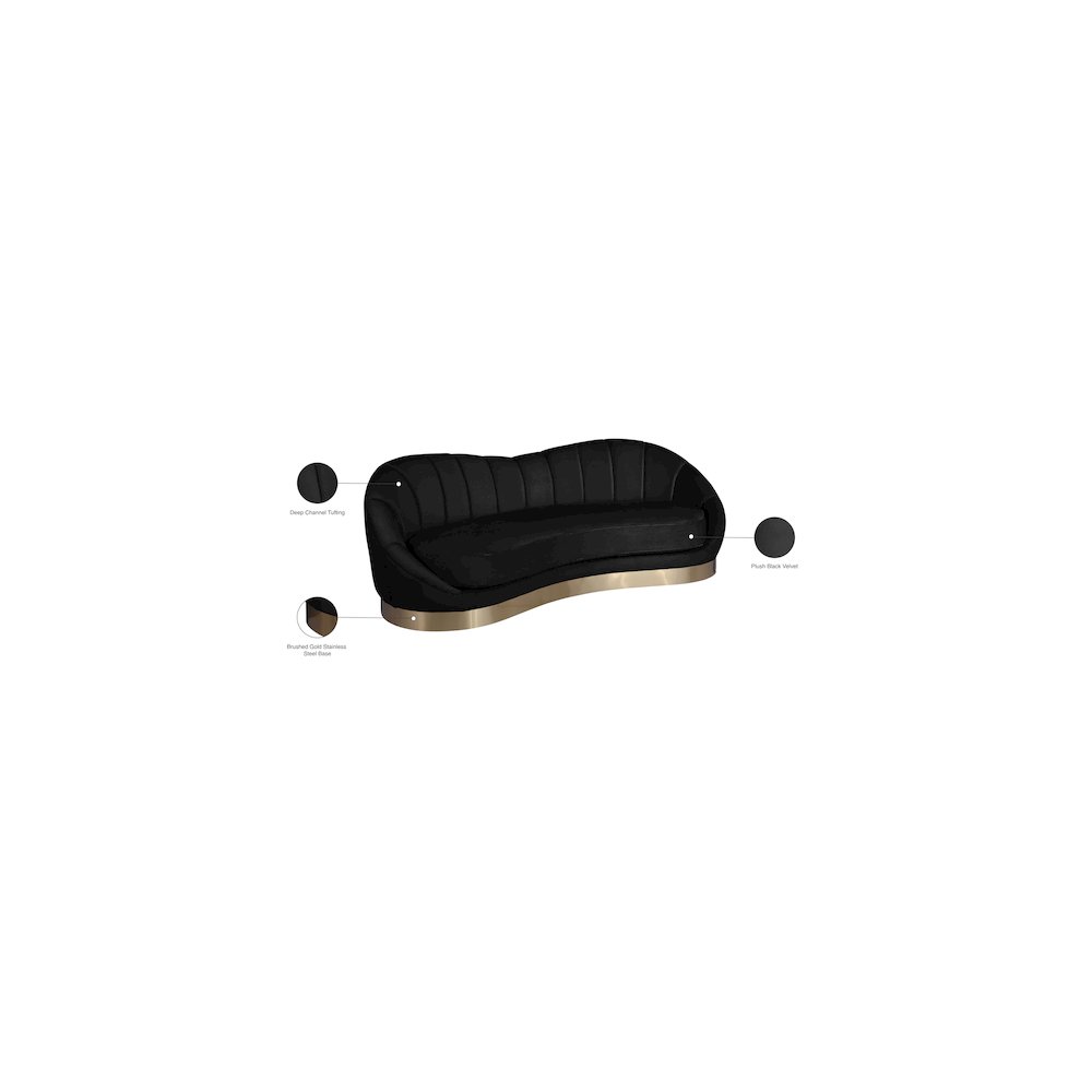 Shelly Black Velvet Sofa. Picture 8