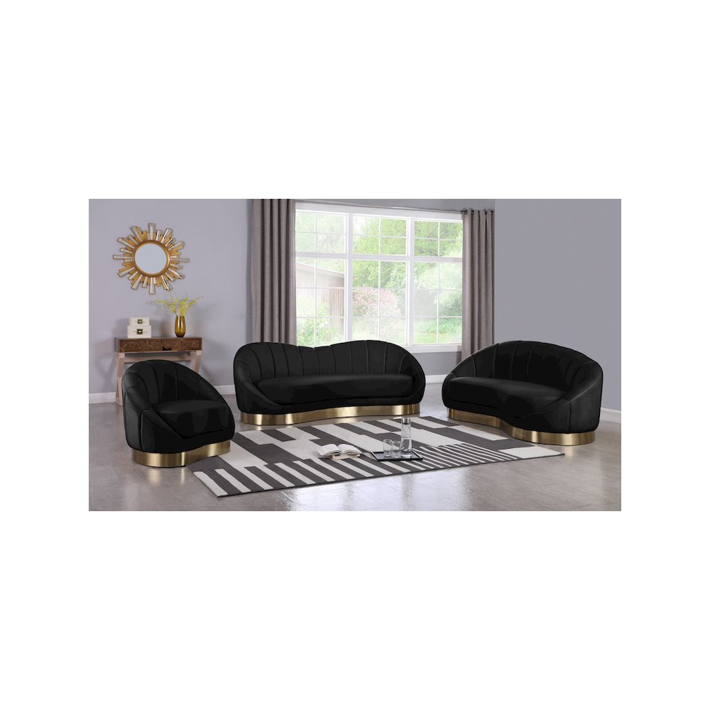 Shelly Black Velvet Sofa. Picture 6