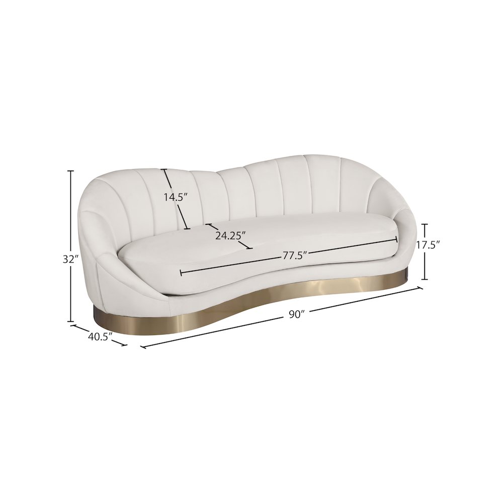 Shelly Cream Velvet Sofa. Picture 7