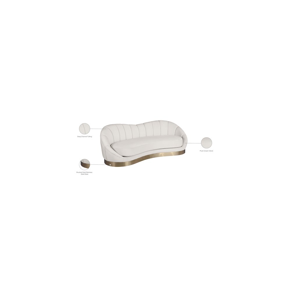 Shelly Cream Velvet Sofa. Picture 8