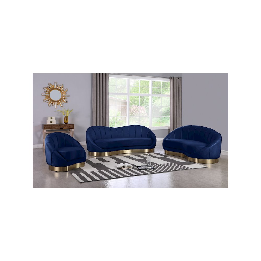 Shelly Navy Velvet Chair. Picture 6