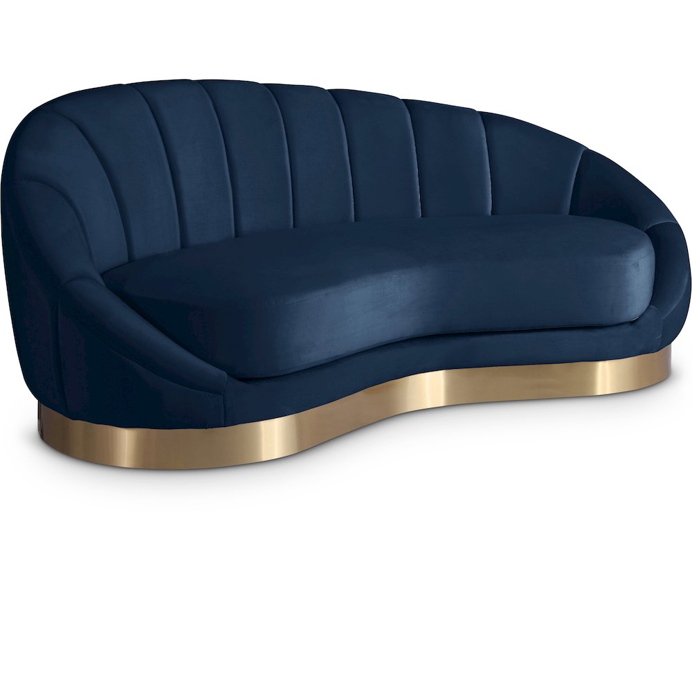 Shelly Navy Velvet Chaise. Picture 1