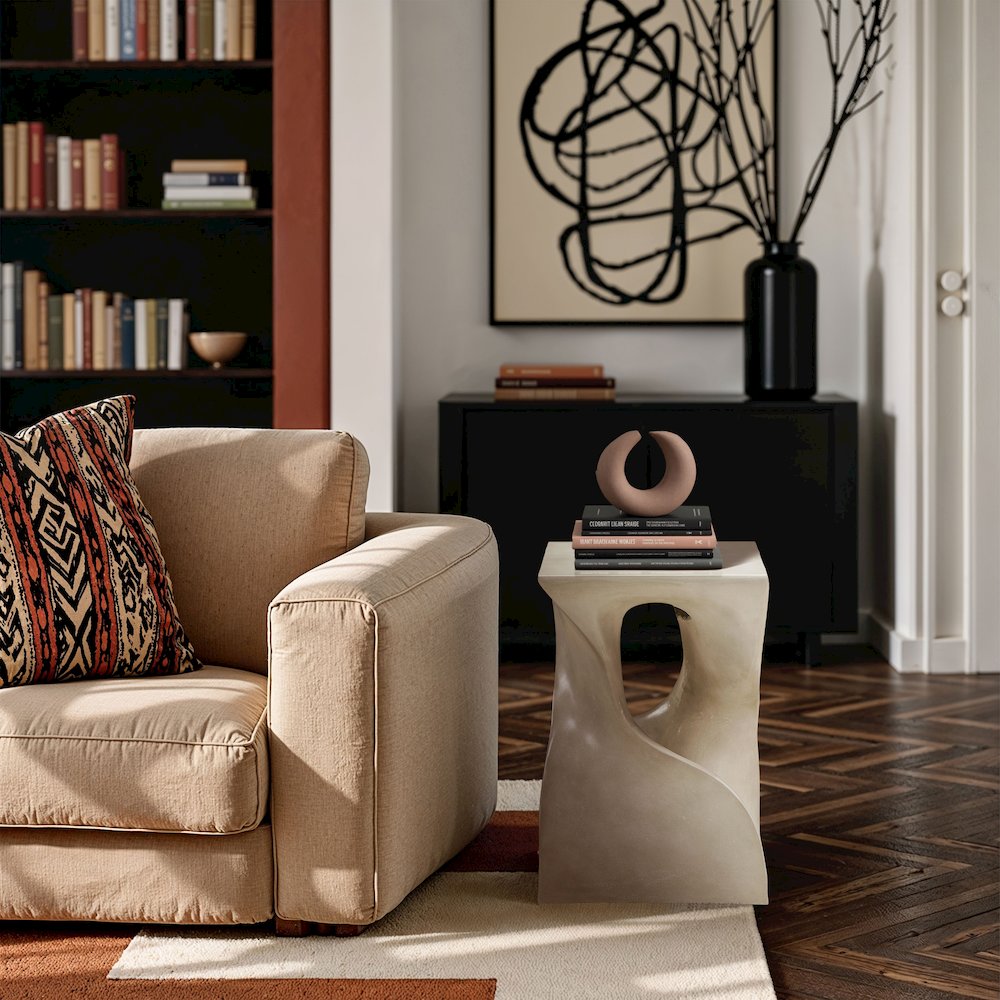Jula Beige Concrete Indoor/Outdoor End Table. Picture 7