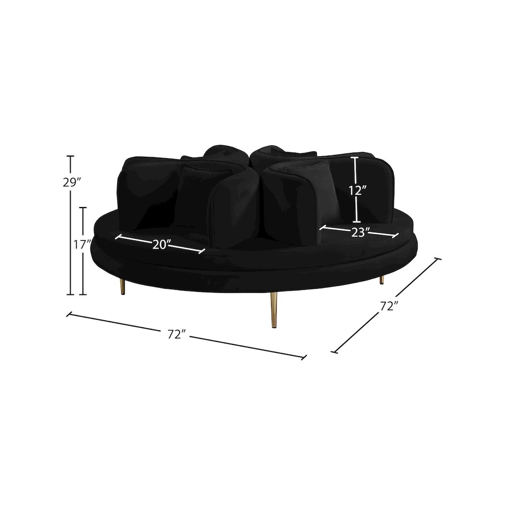 Circlet Black Velvet Round Sofa Settee. Picture 8
