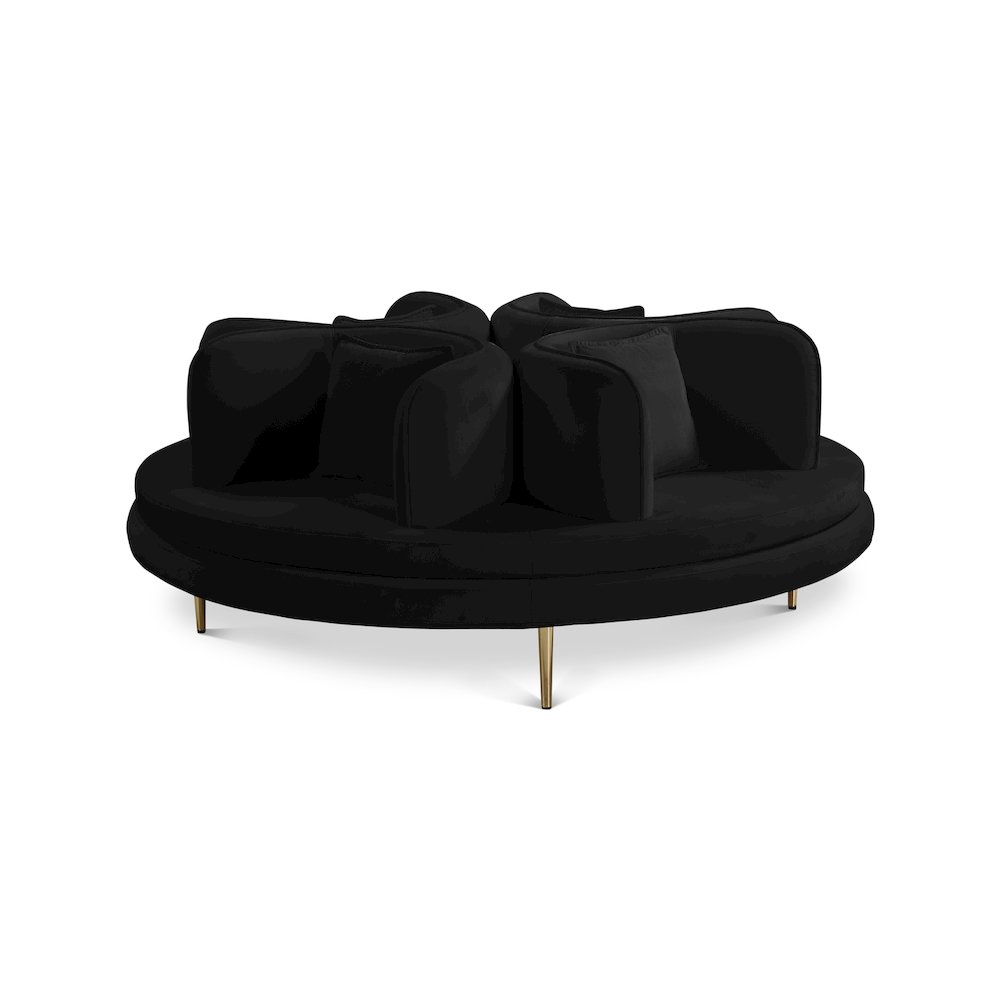 Circlet Black Velvet Round Sofa Settee. Picture 1