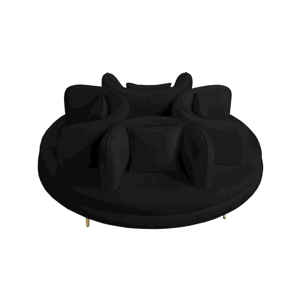 Circlet Black Velvet Round Sofa Settee. Picture 2
