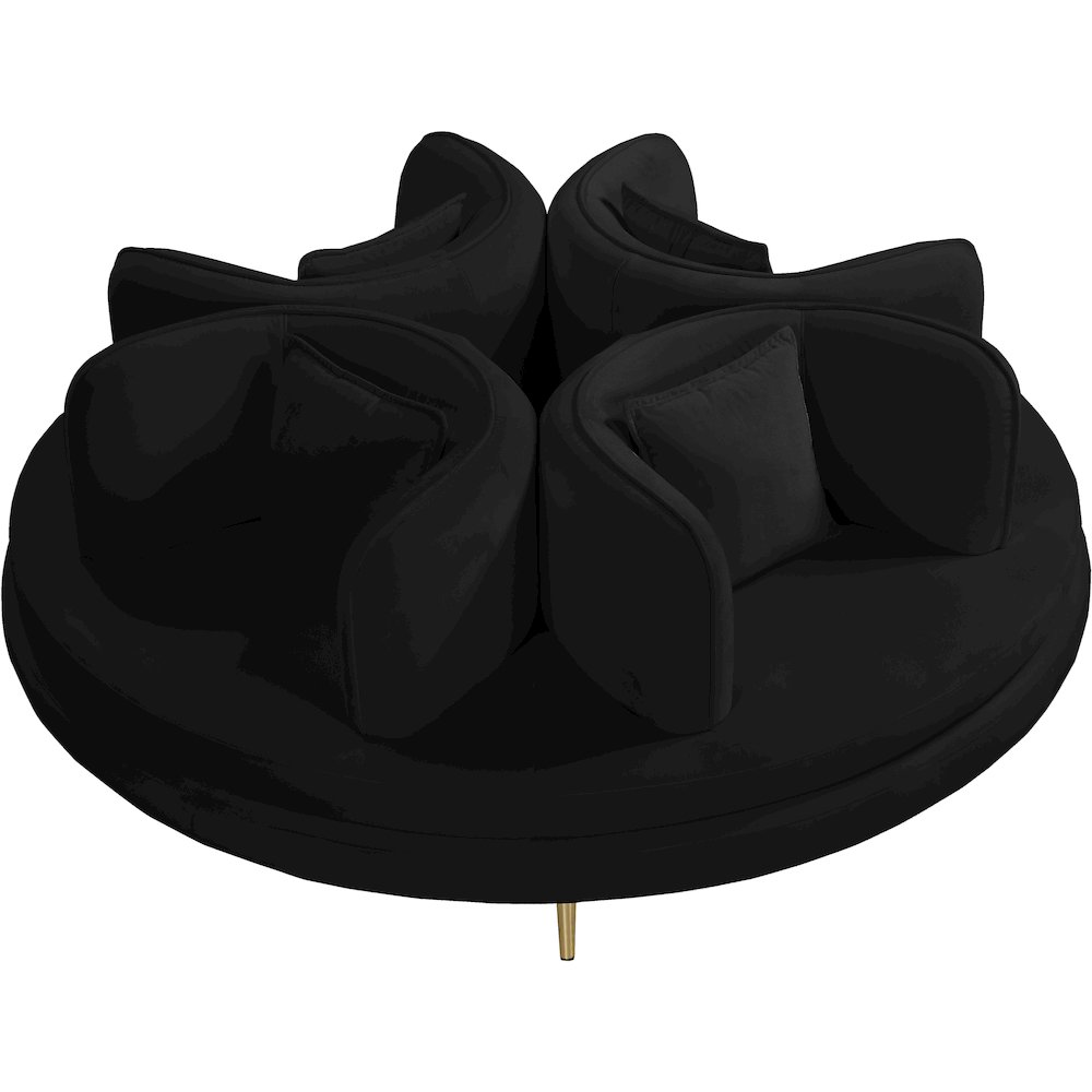 Circlet Black Velvet Round Sofa Settee. Picture 3