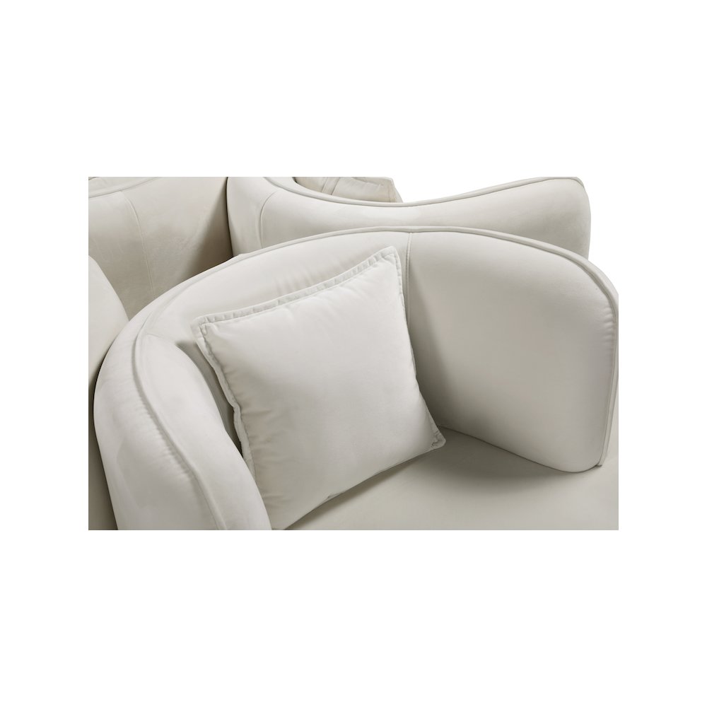 Circlet Cream Velvet Round Sofa Settee. Picture 5