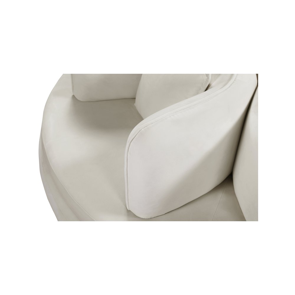 Circlet Cream Velvet Round Sofa Settee. Picture 6