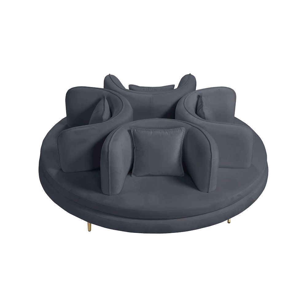 Circlet Grey Velvet Round Sofa Settee. Picture 2