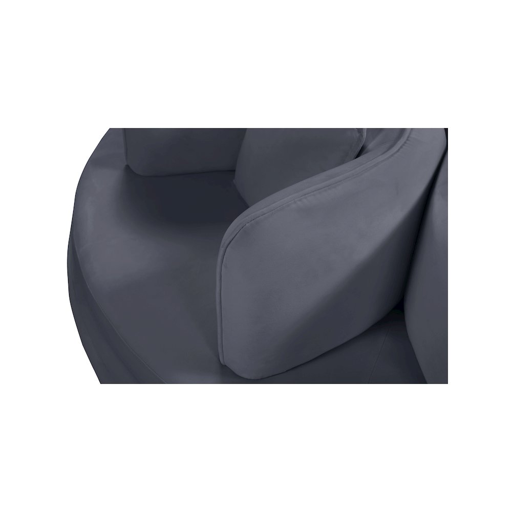 Circlet Grey Velvet Round Sofa Settee. Picture 6