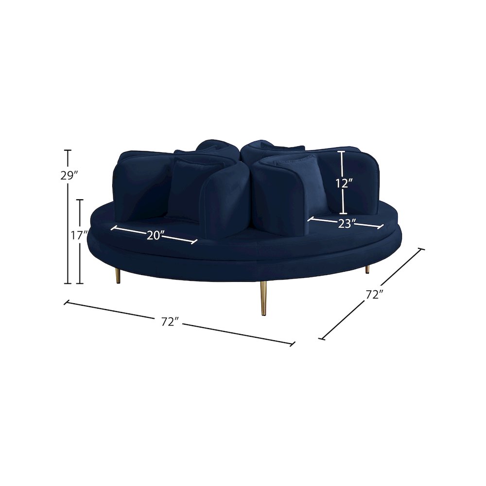 Circlet Navy Velvet Round Sofa Settee. Picture 8