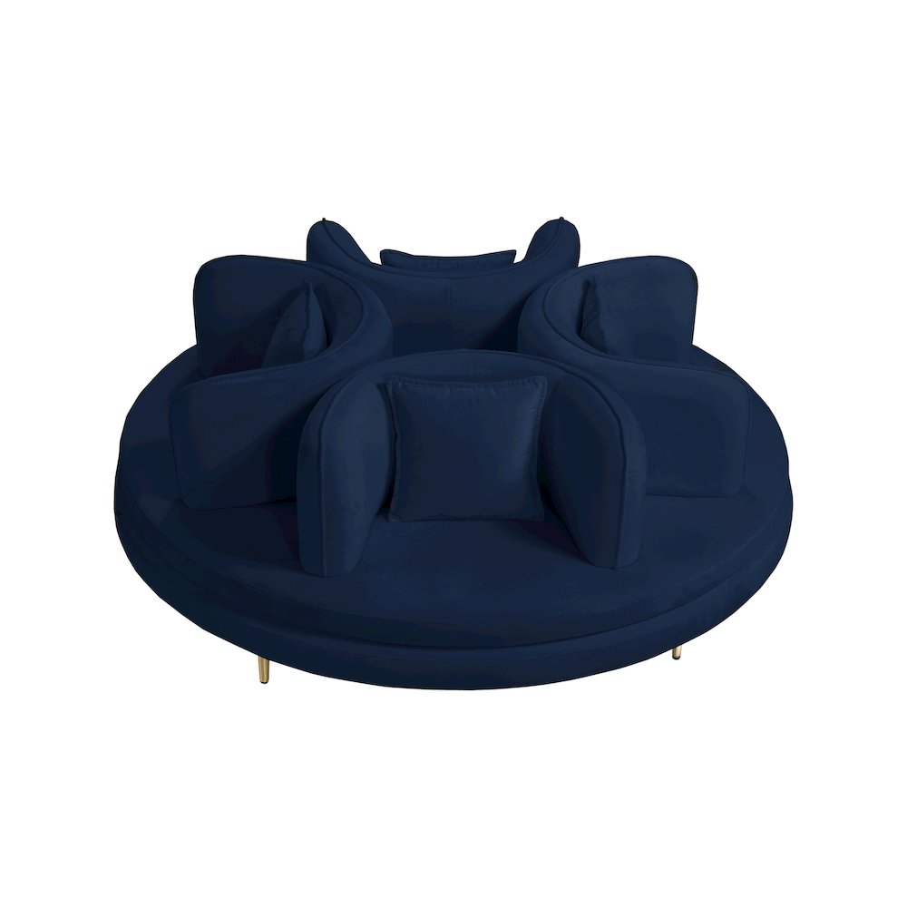 Circlet Navy Velvet Round Sofa Settee. Picture 2
