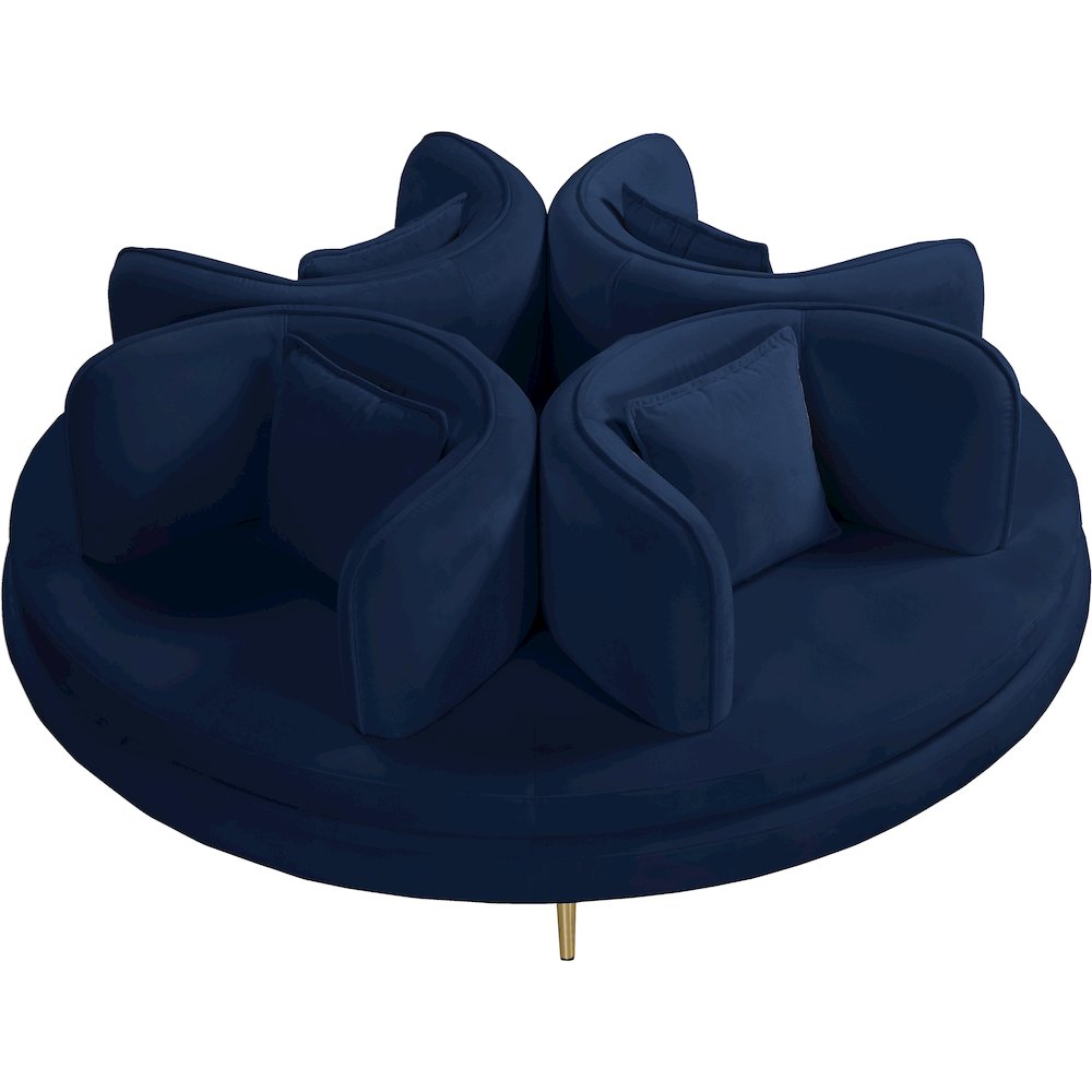 Circlet Navy Velvet Round Sofa Settee. Picture 3