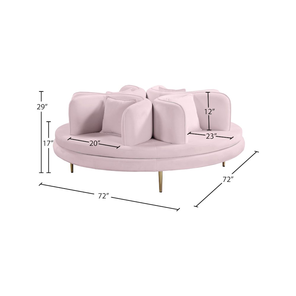Circlet Pink Velvet Round Sofa Settee. Picture 8