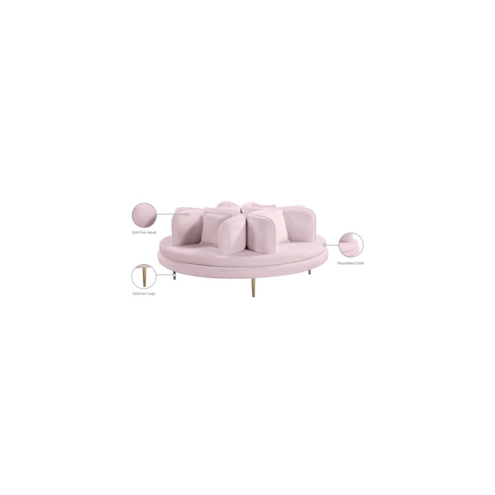 Circlet Pink Velvet Round Sofa Settee. Picture 9